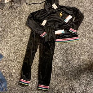 2 pc velour girls jogger set